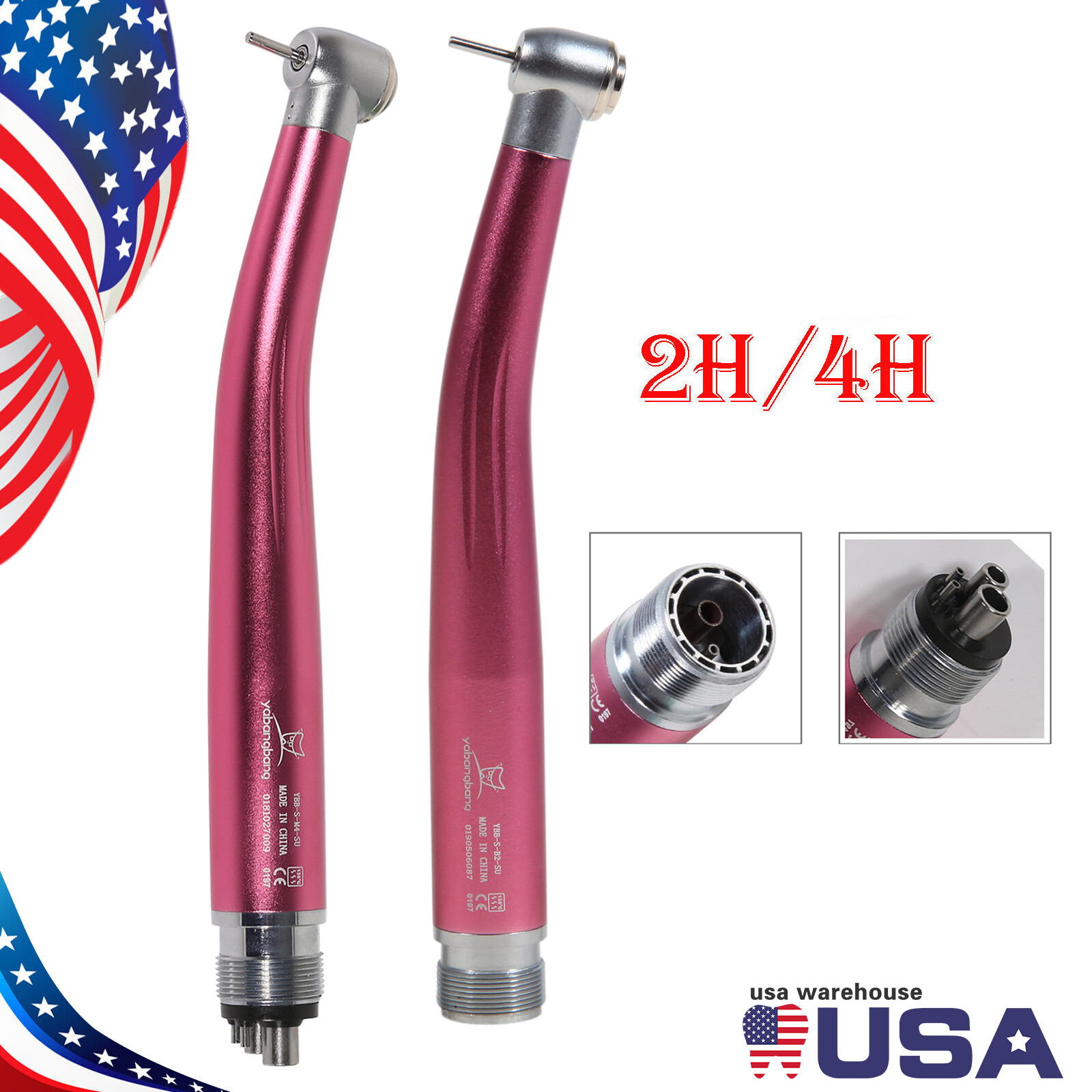 Dental Fast High Speed Handpiece Air Turbine Push Button 2/4Hole NSK Style Color
