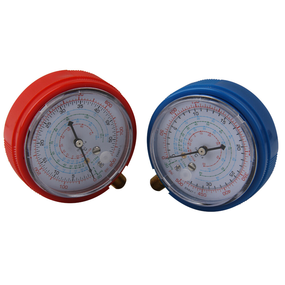 2 PCS REPLACEMENT MANIFOLD PRESSURE GAUGES SET HIGH & LOW SIDE AIR CONDITIONER
