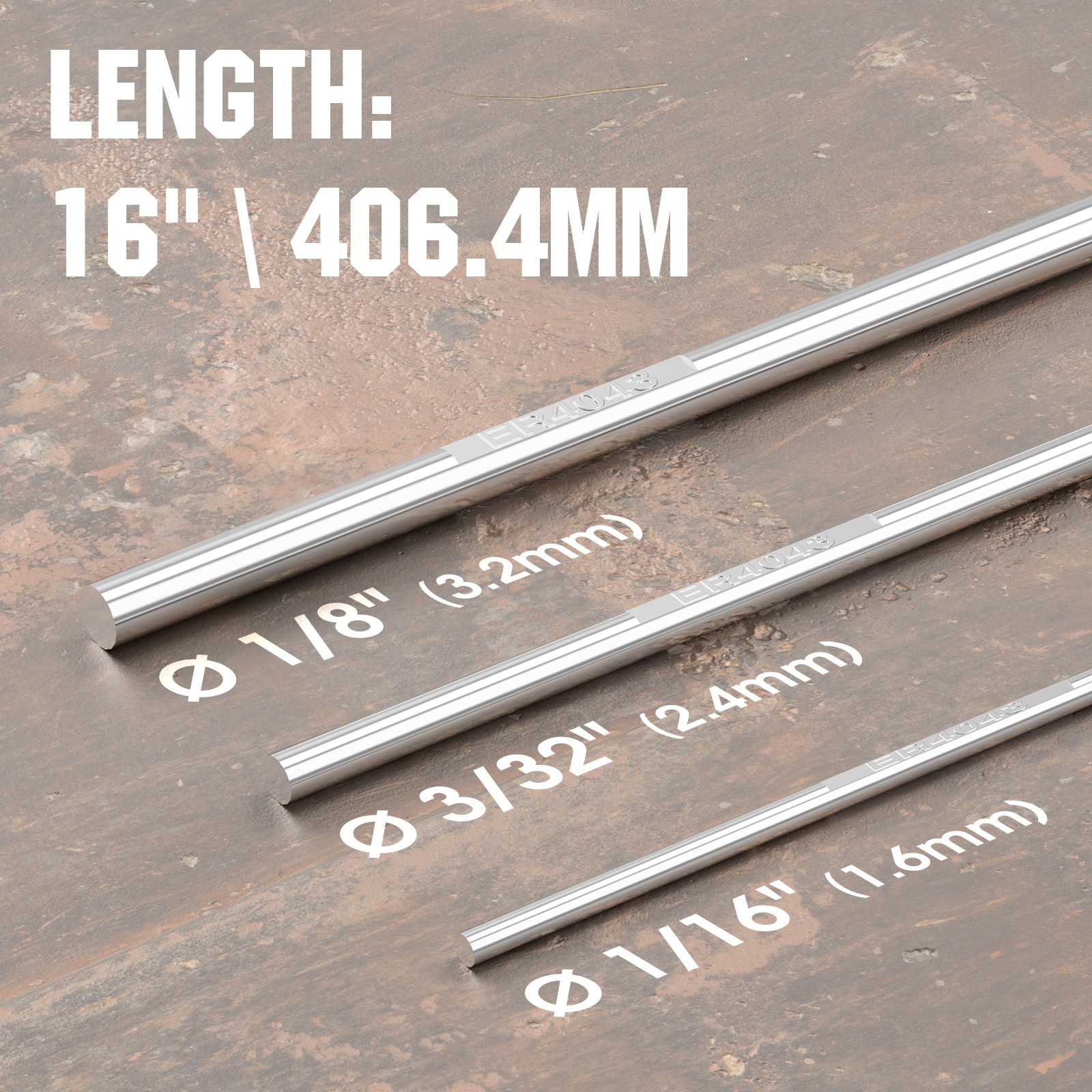 ER4043 Aluminum TIG Rods 3-Pack: 1/16″, 3/32″, 1/8″ x16″ (5LB Each)