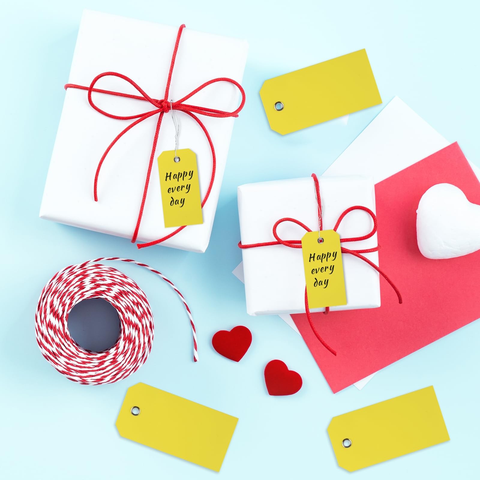 Yellow Shipping Tags with String Waterproof Labels 4 3/4 x 2 3/8 in 60 Pcs