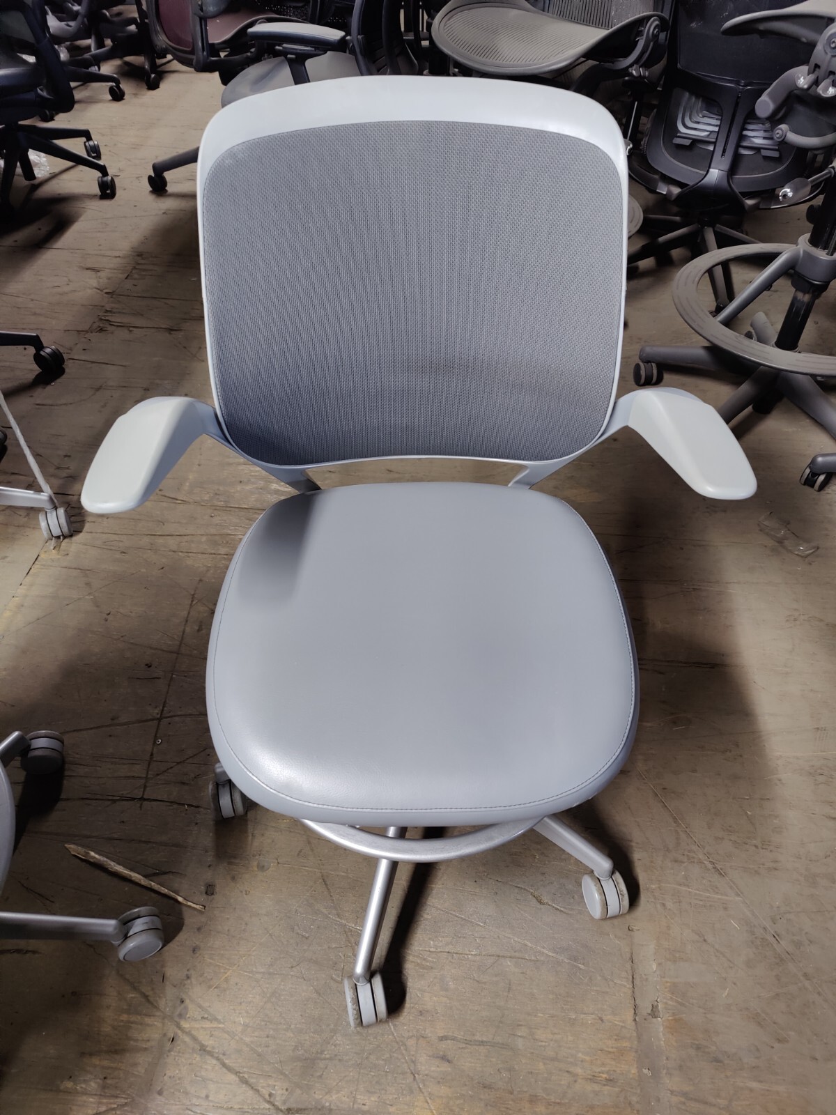 Steelcase Cobi Adjustable Ergonomic Drafting Stool Desk Chair Silver And Grey
