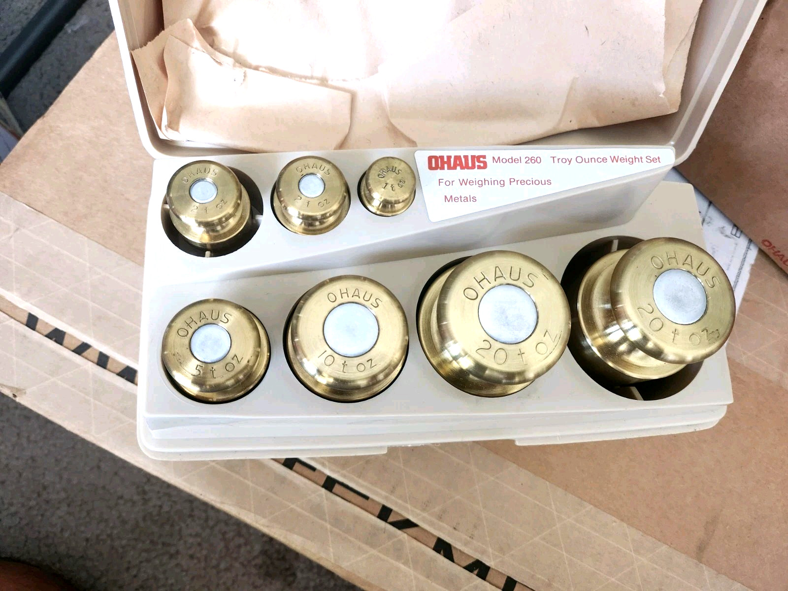 Lot of 6 OHAUS Troy Ounce Weight Set Weighing Precious Metals Brass Calibration