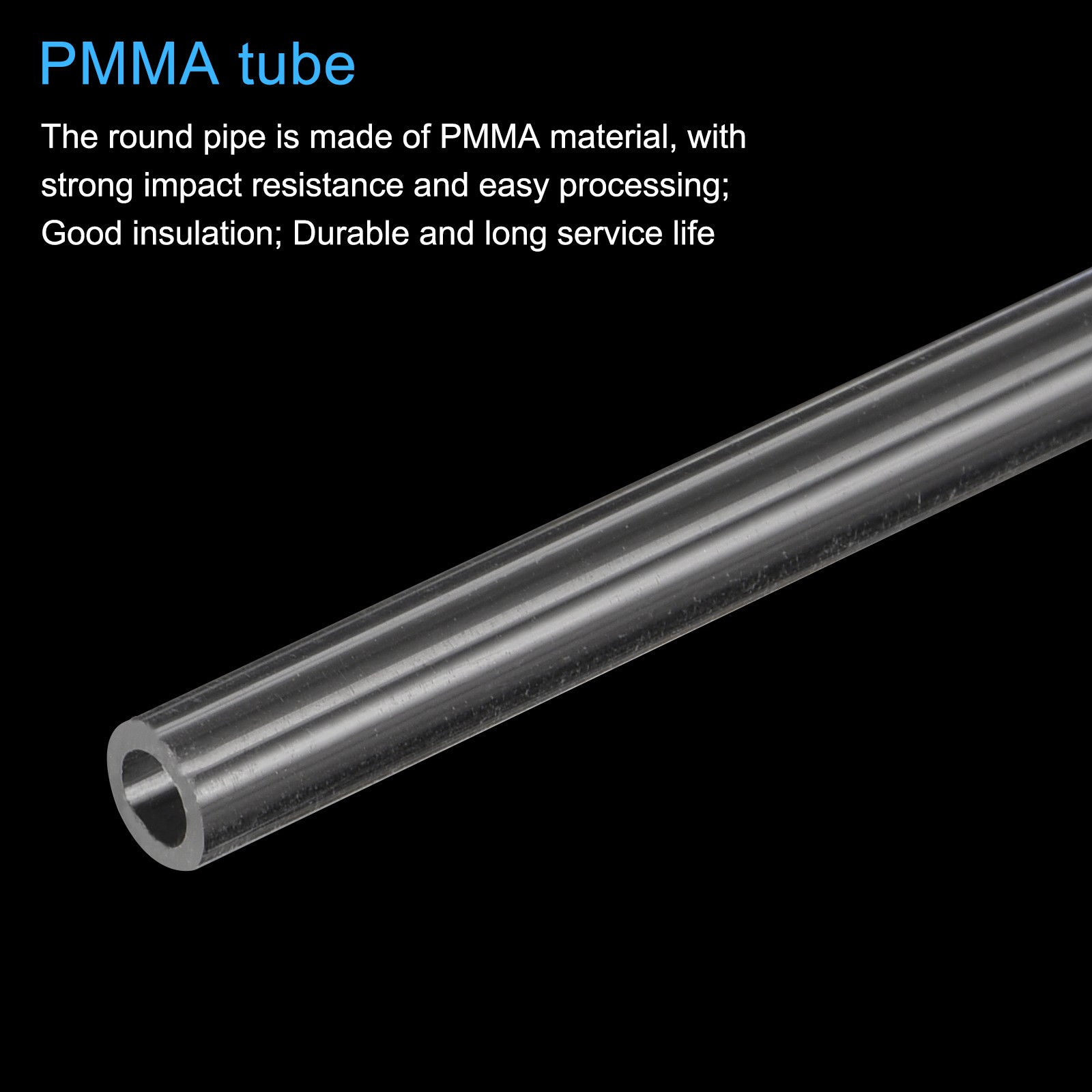 2Pack Acrylic Pipe Rigid Round Clear Tube 4mm ID 6mm(1/4″) OD 305mm