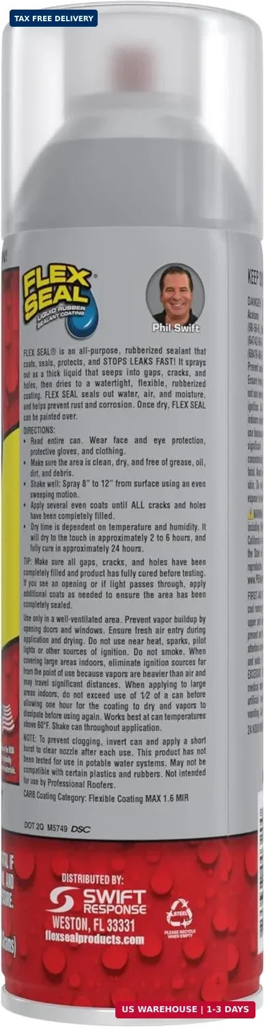 Flex Seal, 14 oz, Clear, Stop Leaks Instantly, Transparent Waterproof Rubber Spr