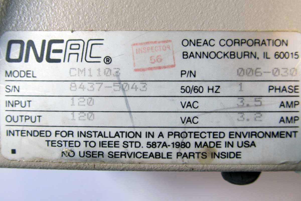 OneAC MicroMate Isolator 49H3 3.2A 006-030 CM1103 4 Outlets with Switch