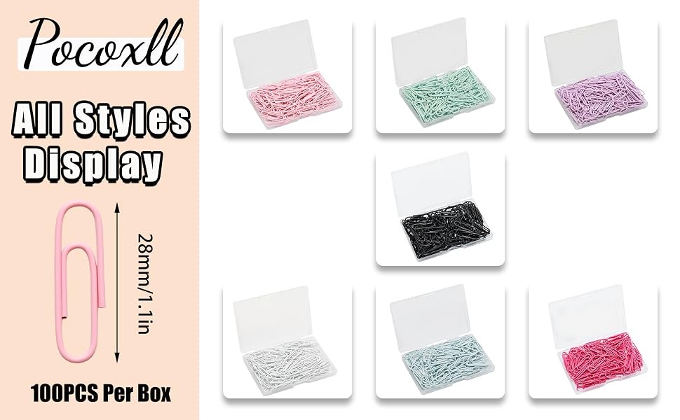 100 Pcs Pink Paper Clips, 1.1 Inch (28mm) Colorful Paperclips | Vinyl Coated,