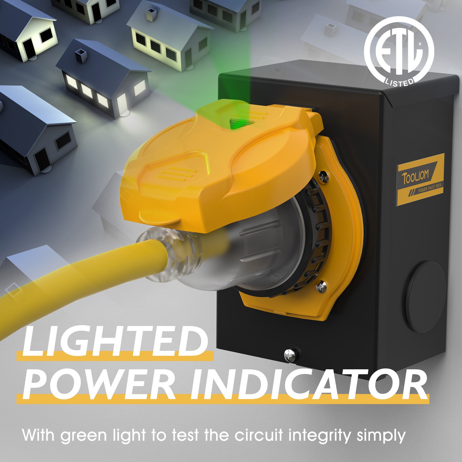 30 Amp Generator/Power Inlet Box 125 Volt, L5-30P 3 Prong with Light Indication
