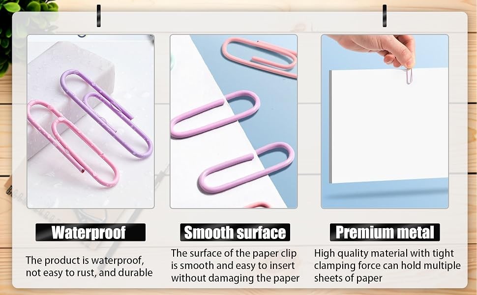 100 Pcs Pink Paper Clips, 1.1 Inch (28mm) Colorful Paperclips | Vinyl Coated,