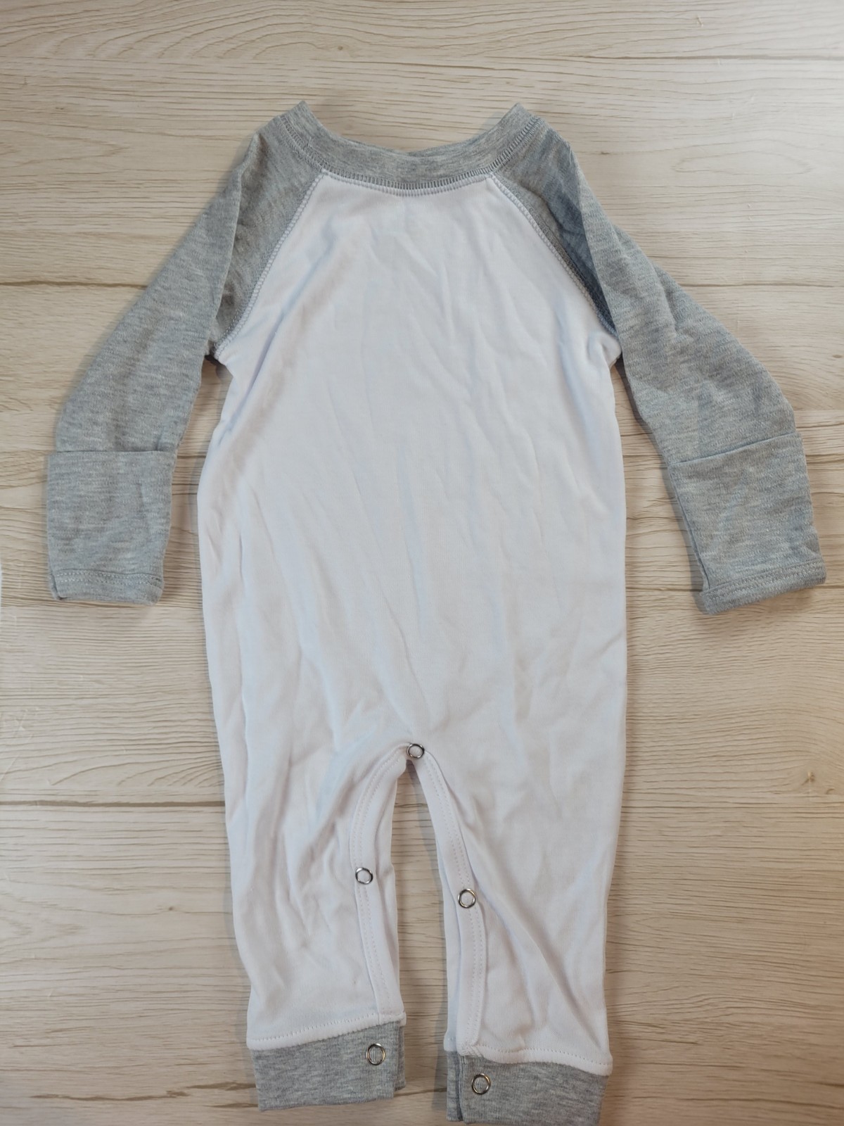 Baby One-Piece Raglan Sleep N Play blank– White/Gray Polyester Cotton 0-3 month