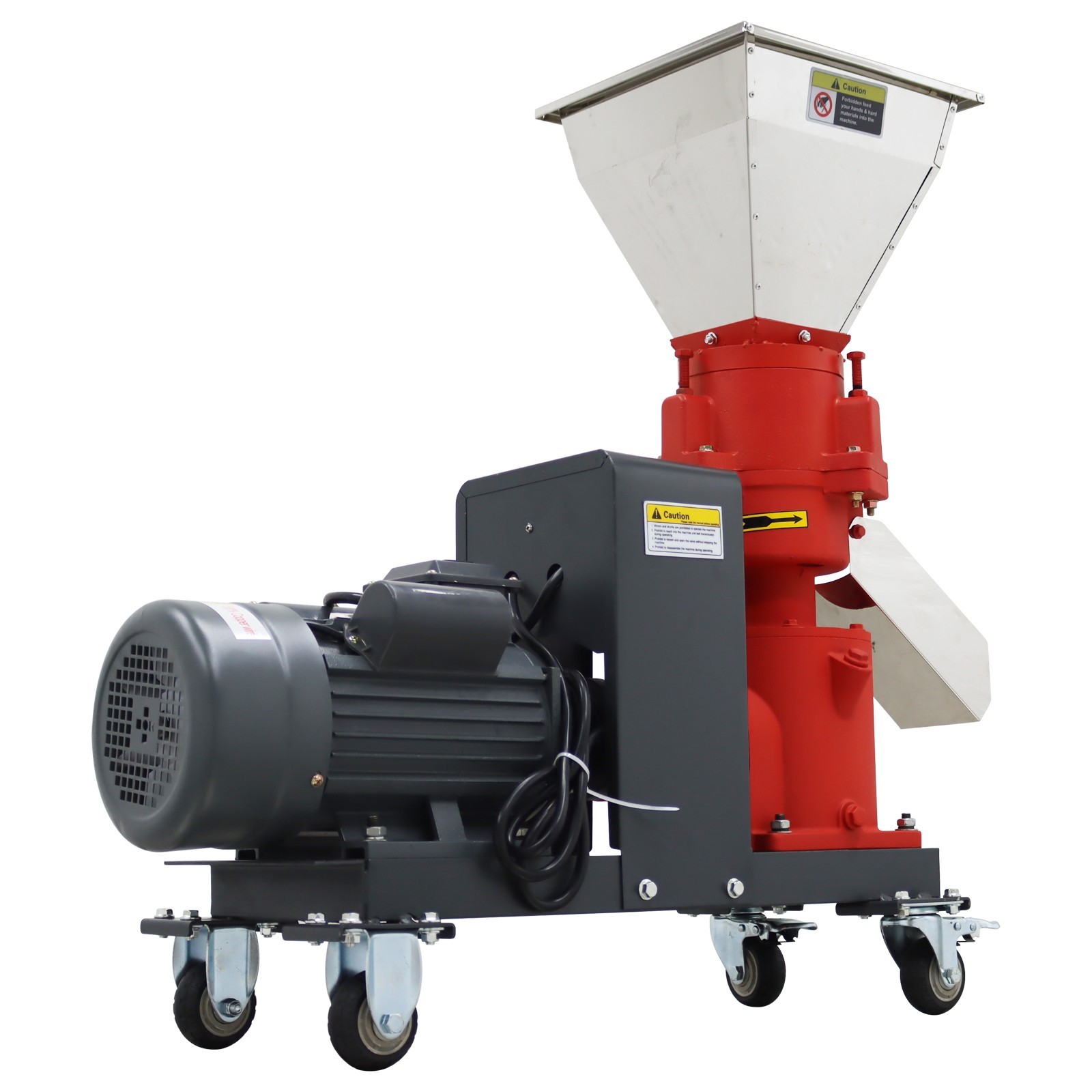 150kg/h Output 2.5mm Plate Animal Feed Pellet Mill Machine 220V 3-roller Head