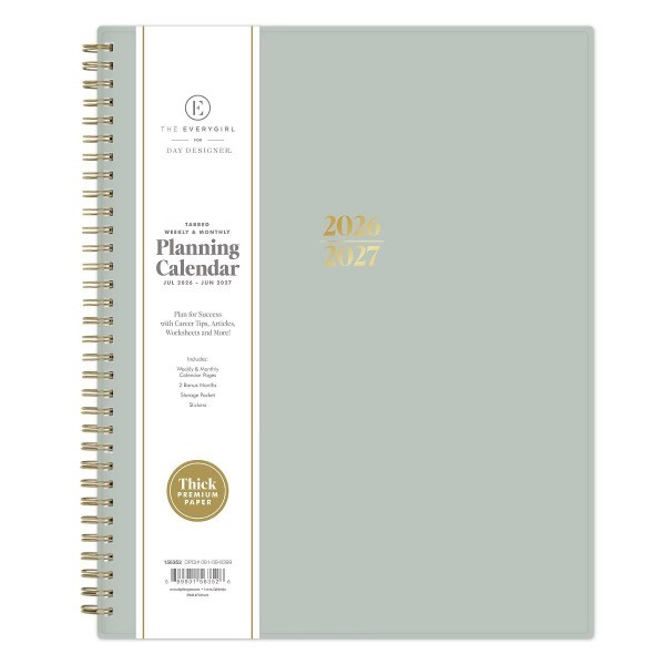 8.5"x11" 2026-2027 Weekly/Monthly Planner Solid Soft Sage Safety