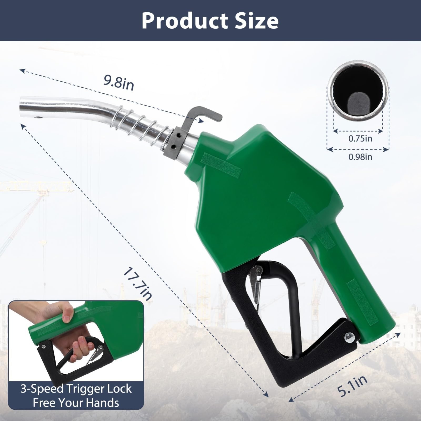 3/4 inch Automatic Fuel Nozzle Self-sealing Diesel Transfer Nozzle Auto Shut Off