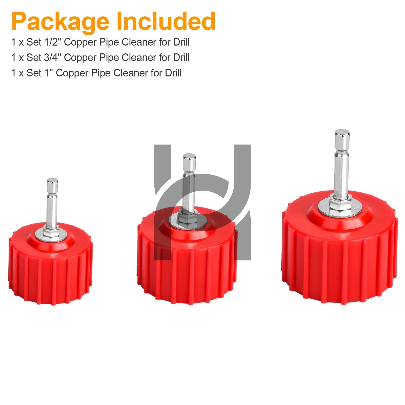 Copper Pipe Cleaner Set for Drill 1/2″ 3/4″ 1″ Bore Brush Kit Plumbing HVAC Tool