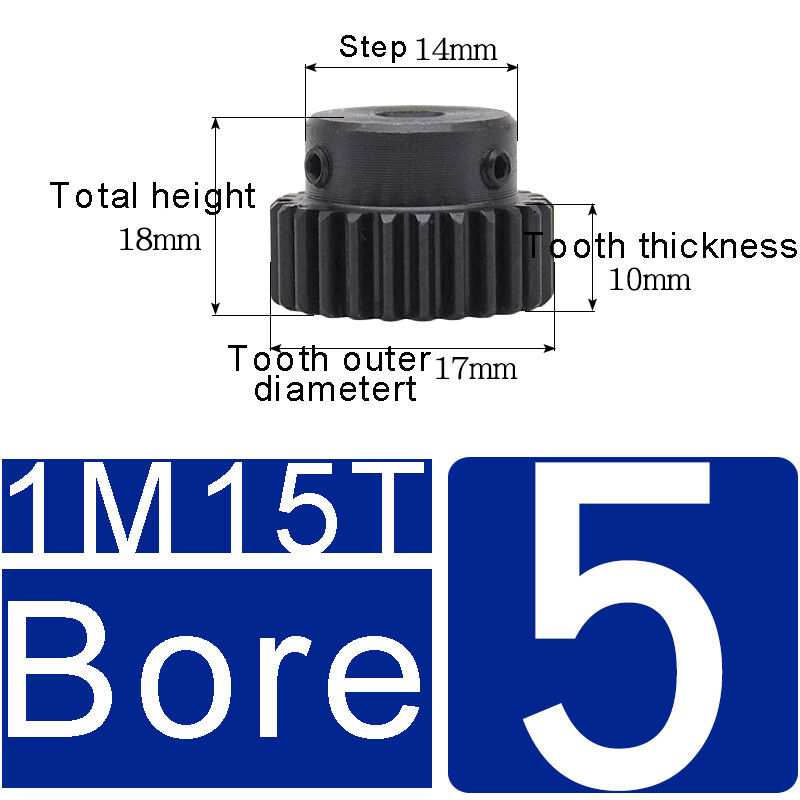1 Mod Pinion Gear 10-150T Spur Gear With Step 45# Steel Transmission Gear 4~25mm