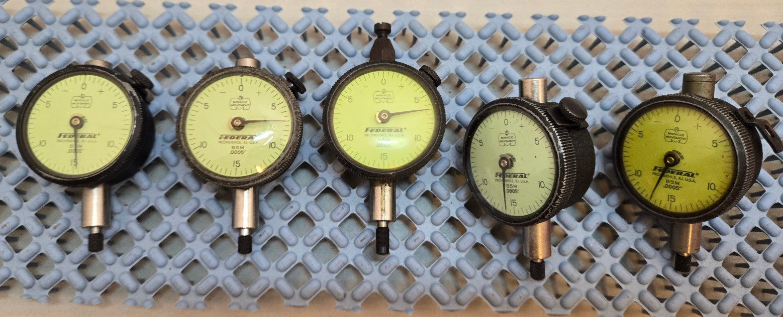 MAHR FEDERAL Dial Indicator Full Jeweled B5M .001 Lot of (5)