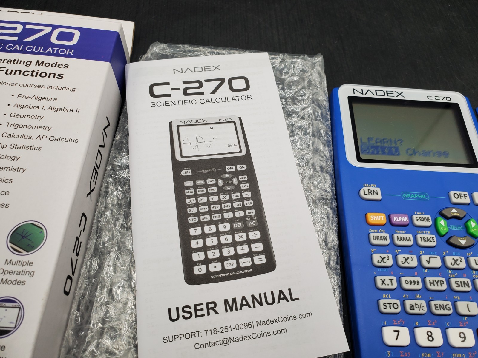 Nadex Dark Blue Scientific Calculator Model C-270 New Open Box Ships Free