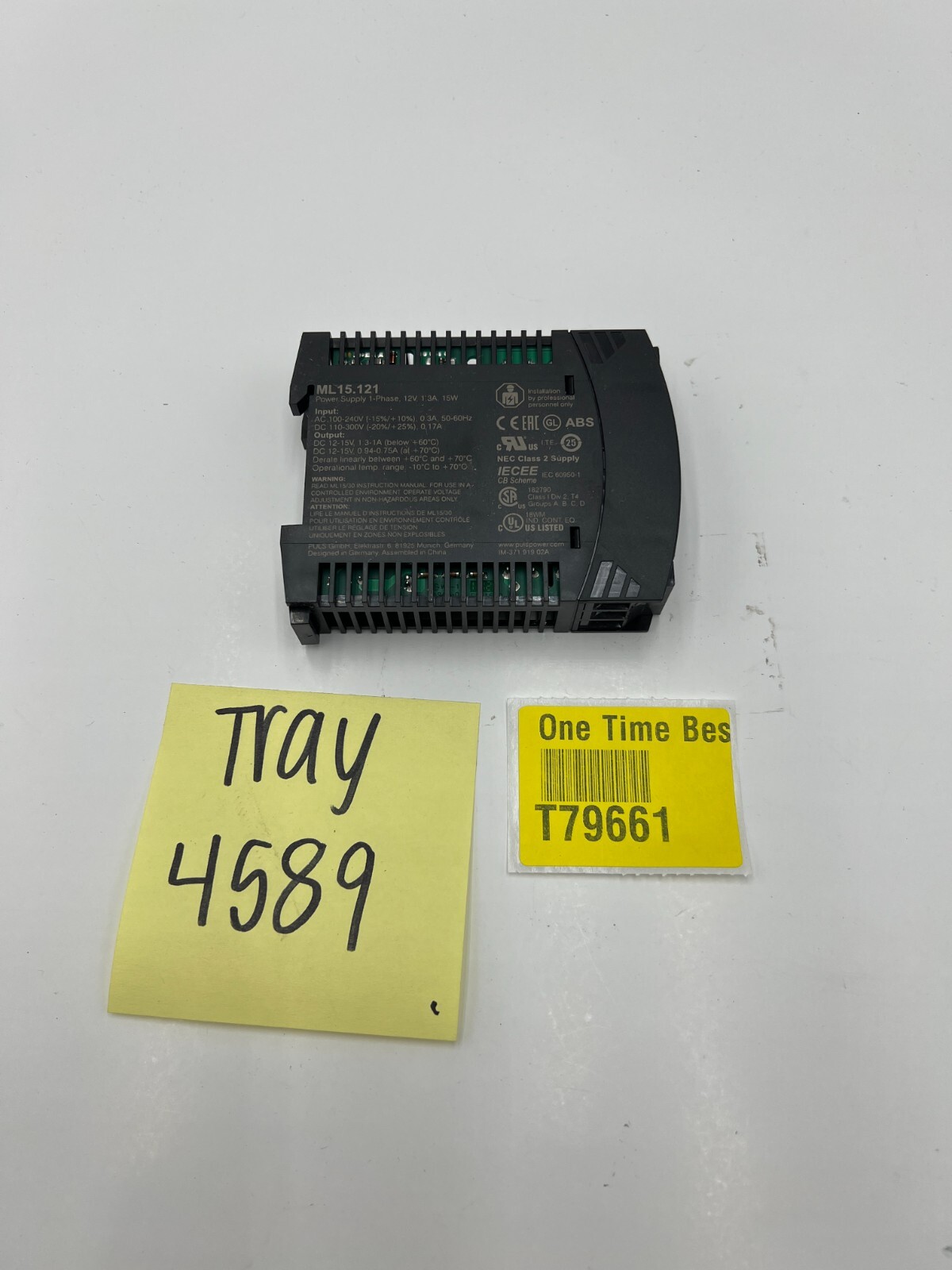Puls ML15.121 DC Power Supply, 100/240V AC, 12/15V DC, 15 W, 1.3 A, DIN Rail