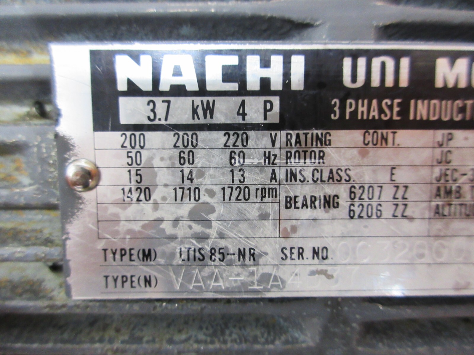 *SPECIAL*MAZAK MOTOR LTIS85-NR VAA-1A4B37 UVC-1A-A3-3.7-4-1048A VDC-1B-2A3-1048A