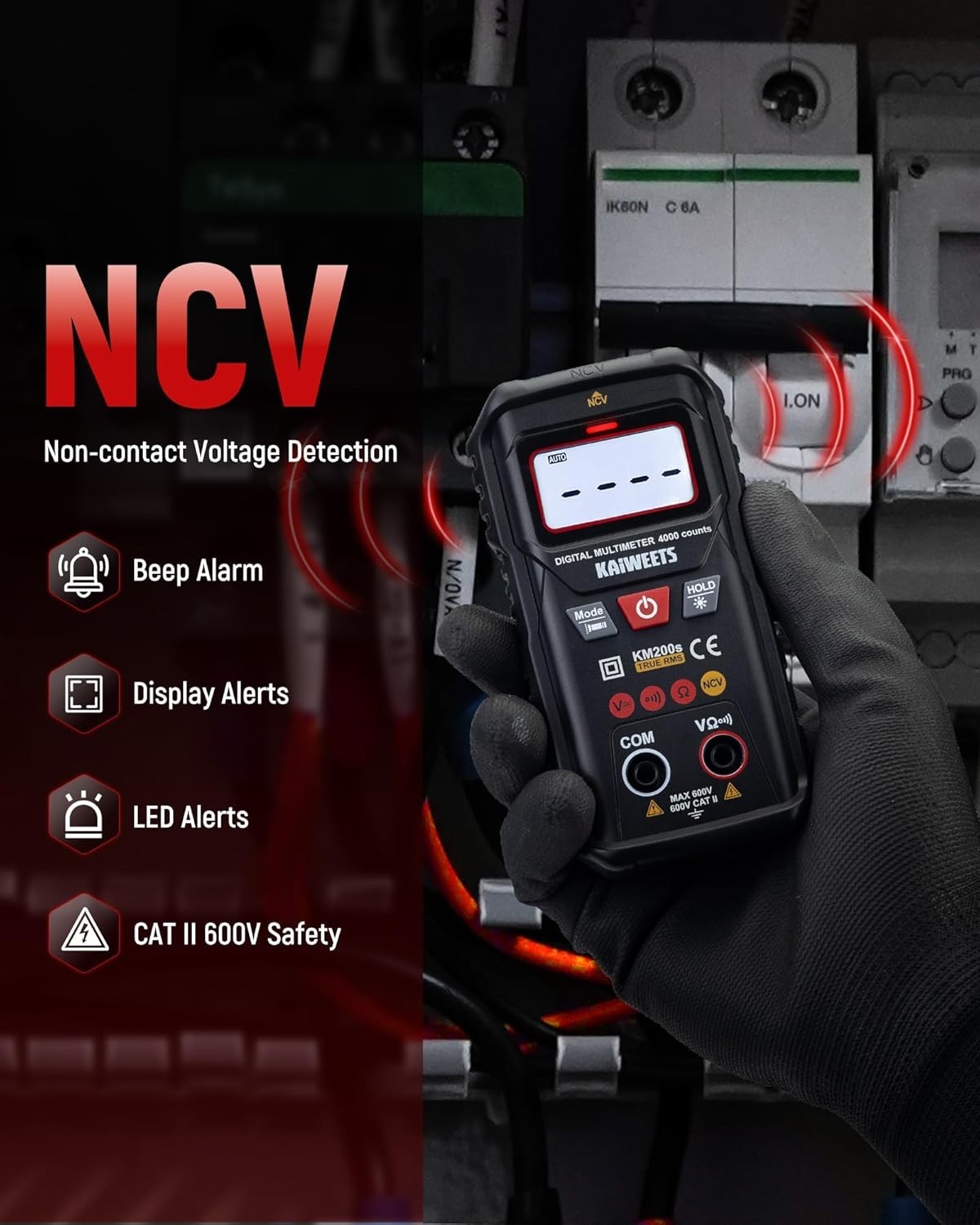 KM200S True RMS Digital Multimeter Auto Ranging NCV AC DC Voltage Tester
