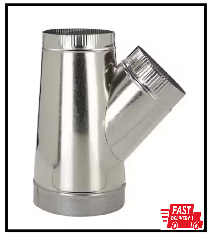 Master Flow 8in. to 6×6 Inch Wye Galvanized Steel 2 Round Air Ducts Transition