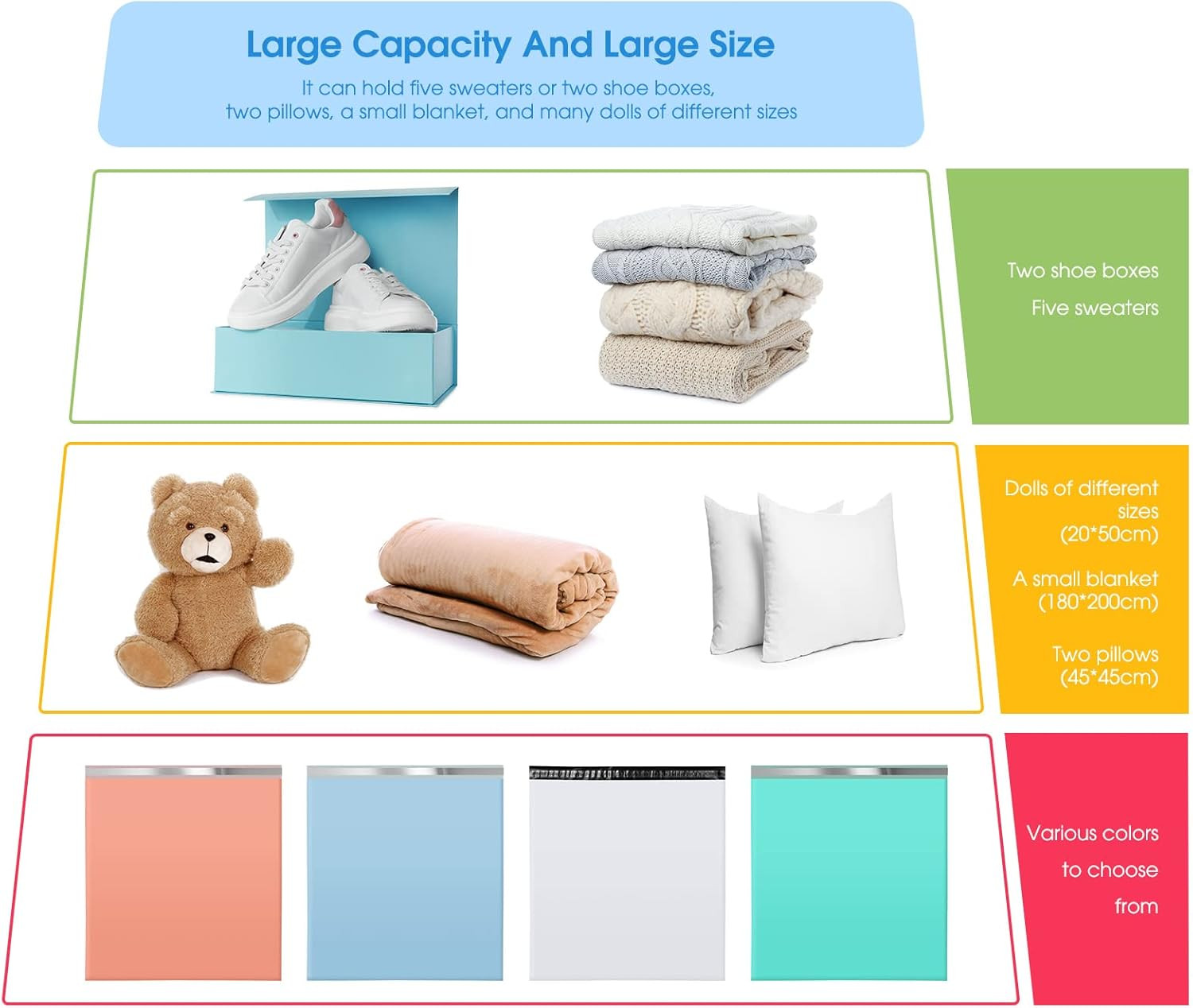 Poly Mailers 24×24 50 Pcs Large Shipping Bags for Clothes Plastic Mailers Strong