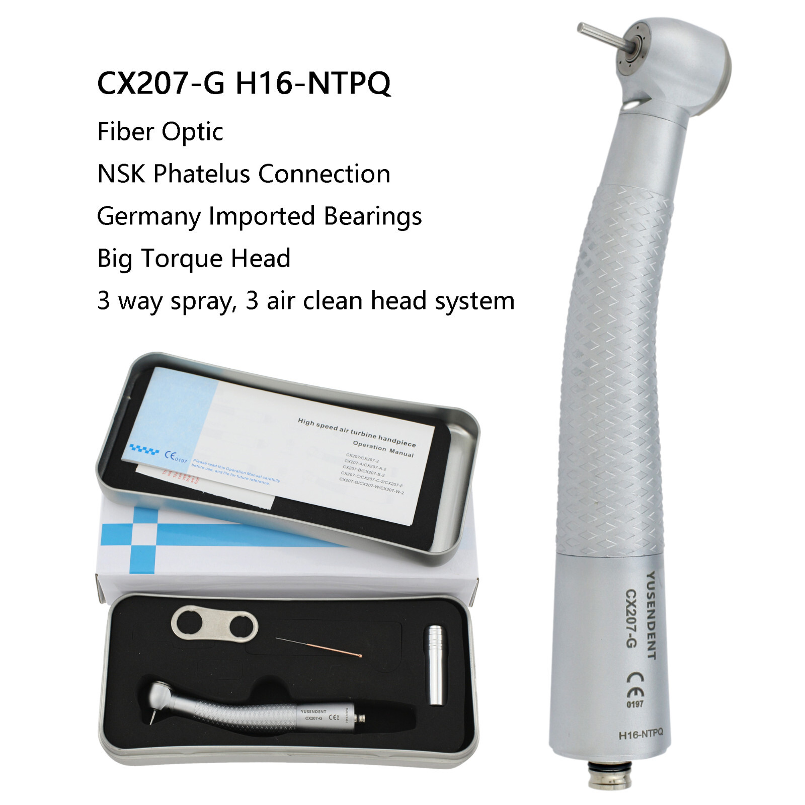 COXO Dental Turbine Fiber Optic High Speed Handpiece NSK Coupler 4 Hole 6 Pin