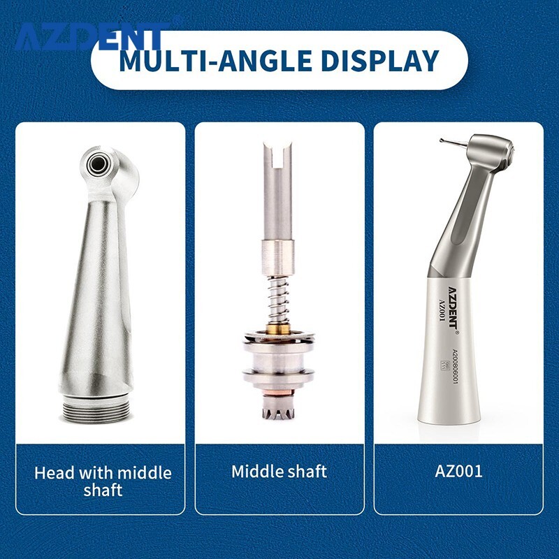 AZDENT Dental 1:1 Slow Low Speed Handpiece Push Button Contra Angle fit CA burs