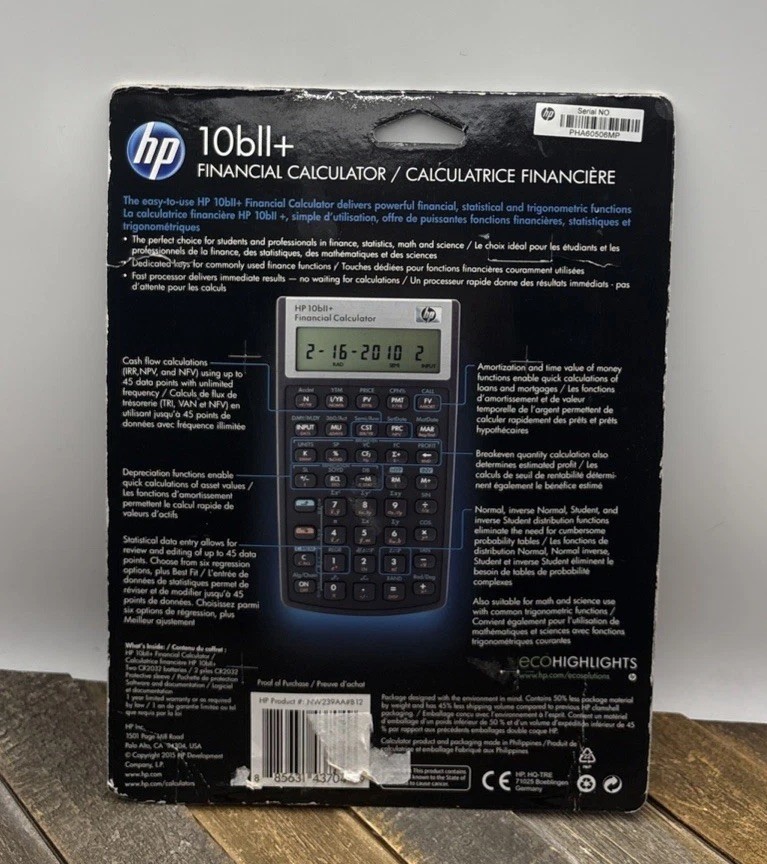 HP Hewlett Packard 10Bll+ Financial Calculator W/ Manual (Easy To Use) 2015*NIP