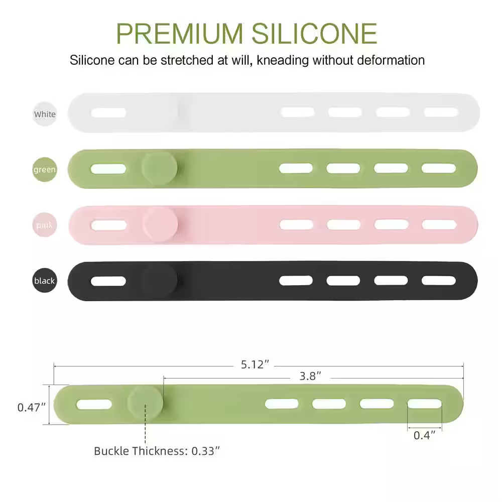 Silicone Cable Ties 5.12 In. UV Resistant Nylon Cable Zip Tie 4 Colors 24-Pack B