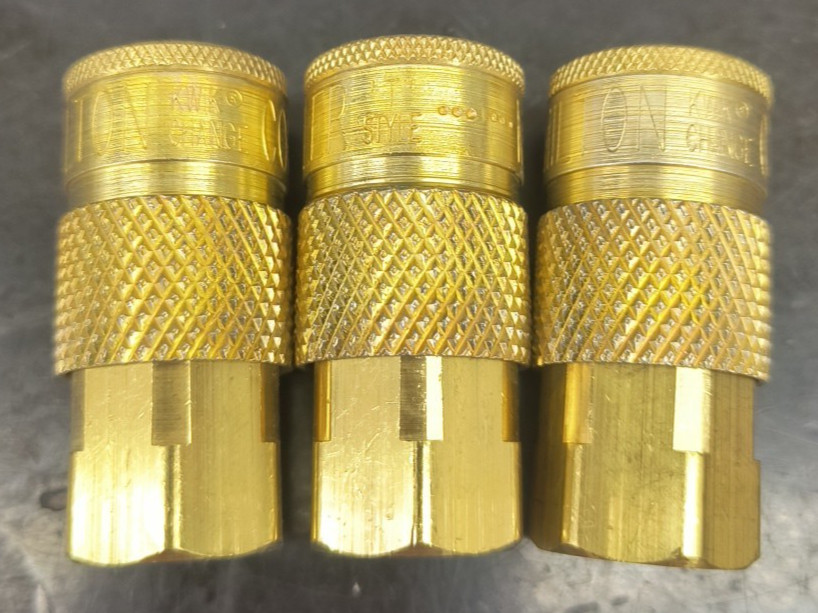(Qty of 3) S-785 Milton 1/4″ FNPT Brass T-Style Air Line Quick Connect Coupler