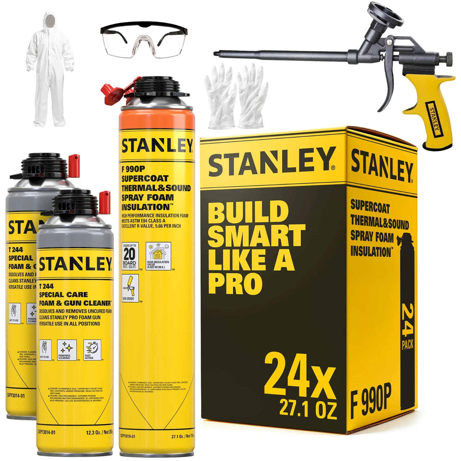 Stanley F990P SuperCoat Class A Fire Foam 27.1oz 24 Pack Closed Cell – Gun Set