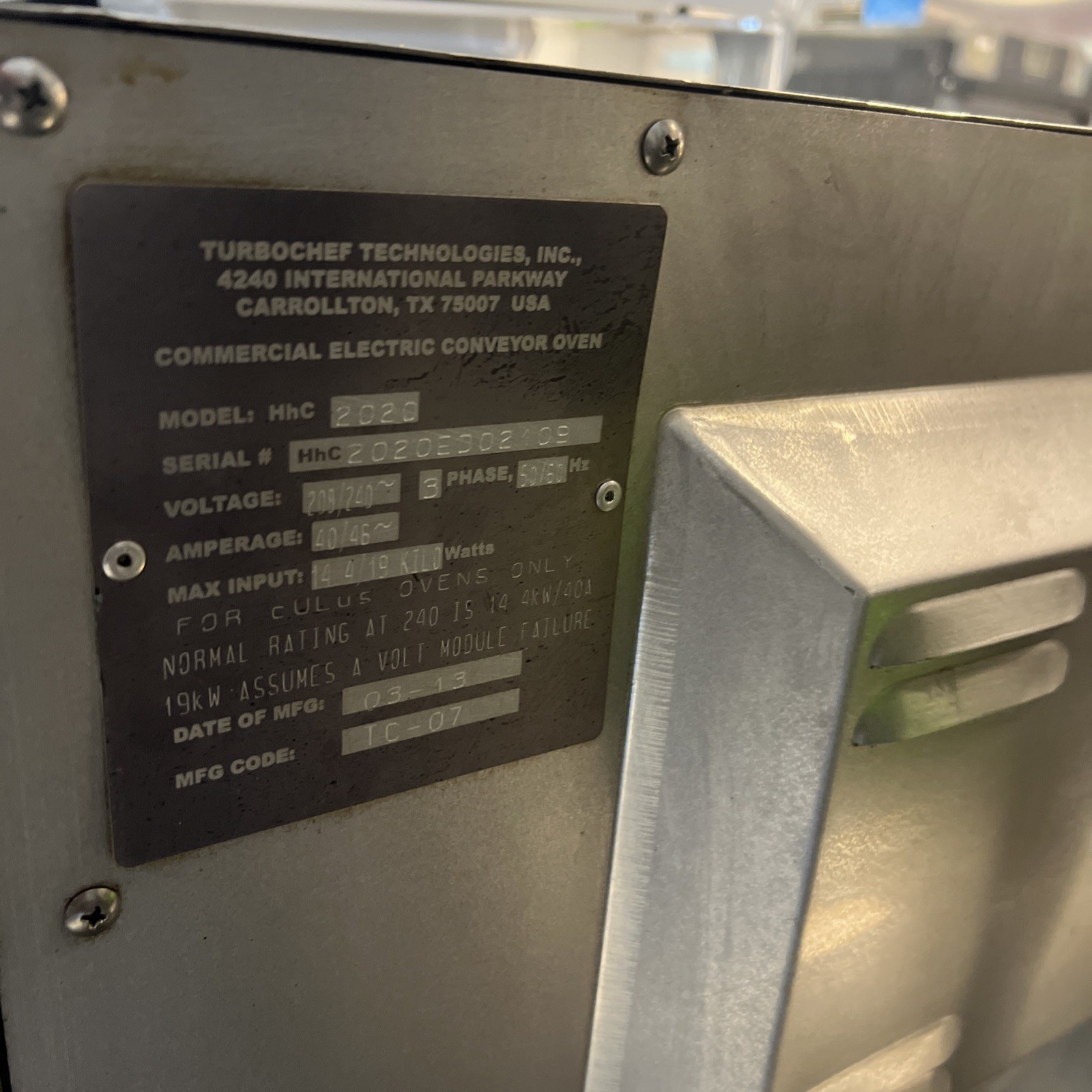 TurboChef HHC2020 STD HIGH Conveyor Oven, Rapid Cook