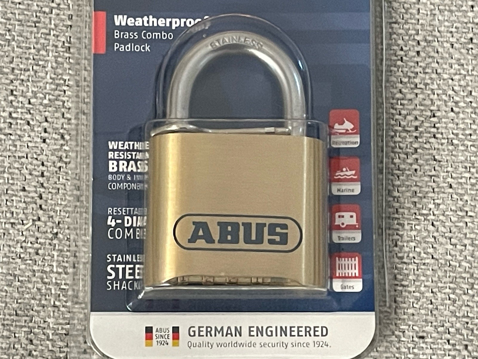Brand New Abus 180Ib/50 Combination Padlock Bottom Black/Silver