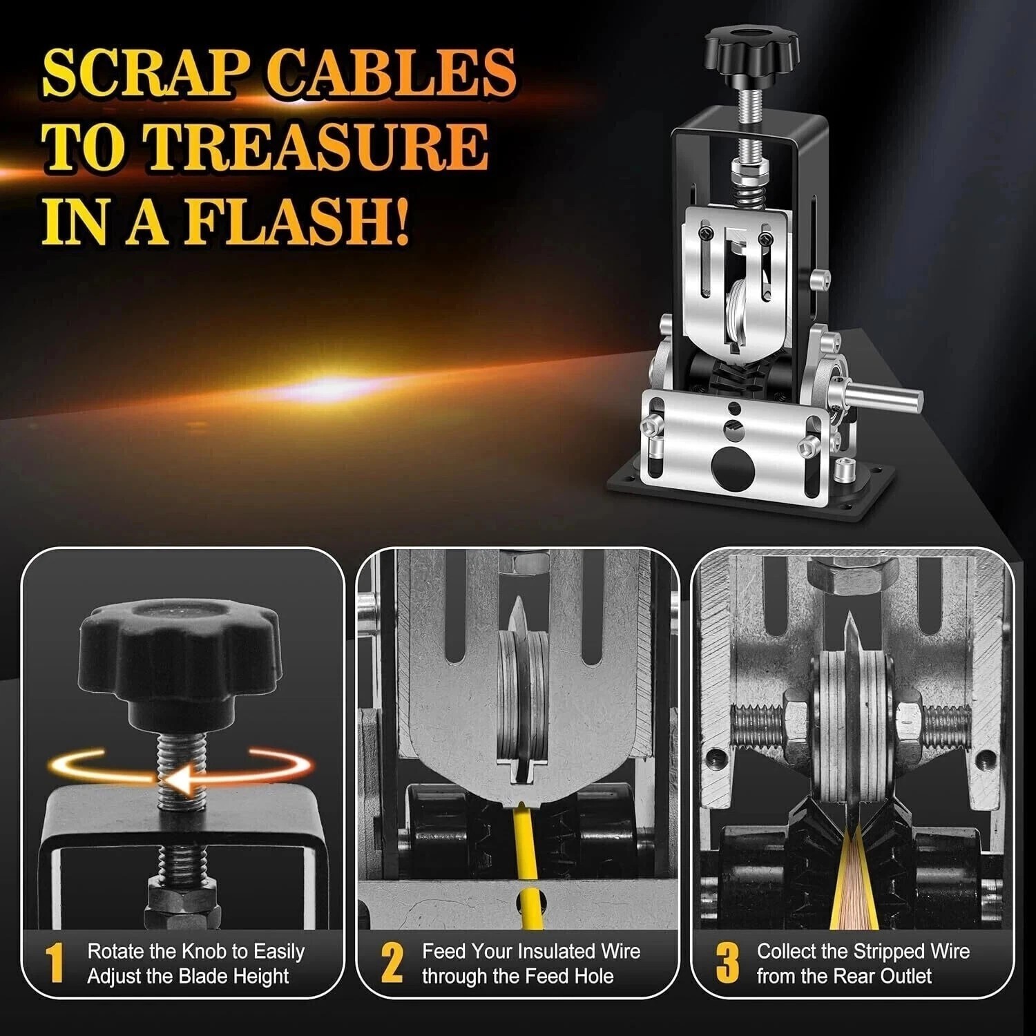 Manual Wire Stripper Stripping Machine 0.06-1 in Hand Crank or Drill 1-25MM