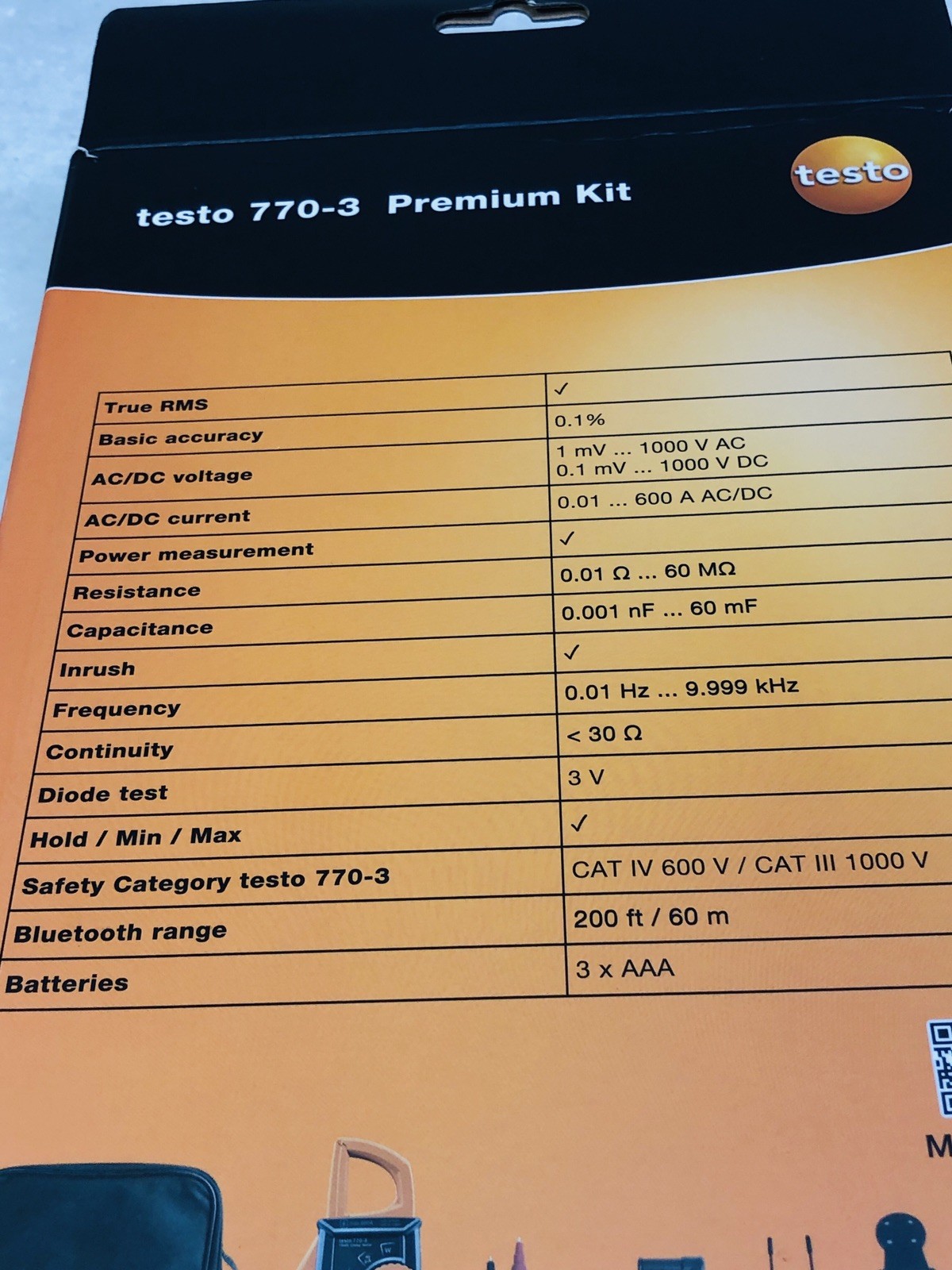 Testo 770-3 Clamp Meter 0590 7703 Premium Kit True-RMS With Bluetooth
