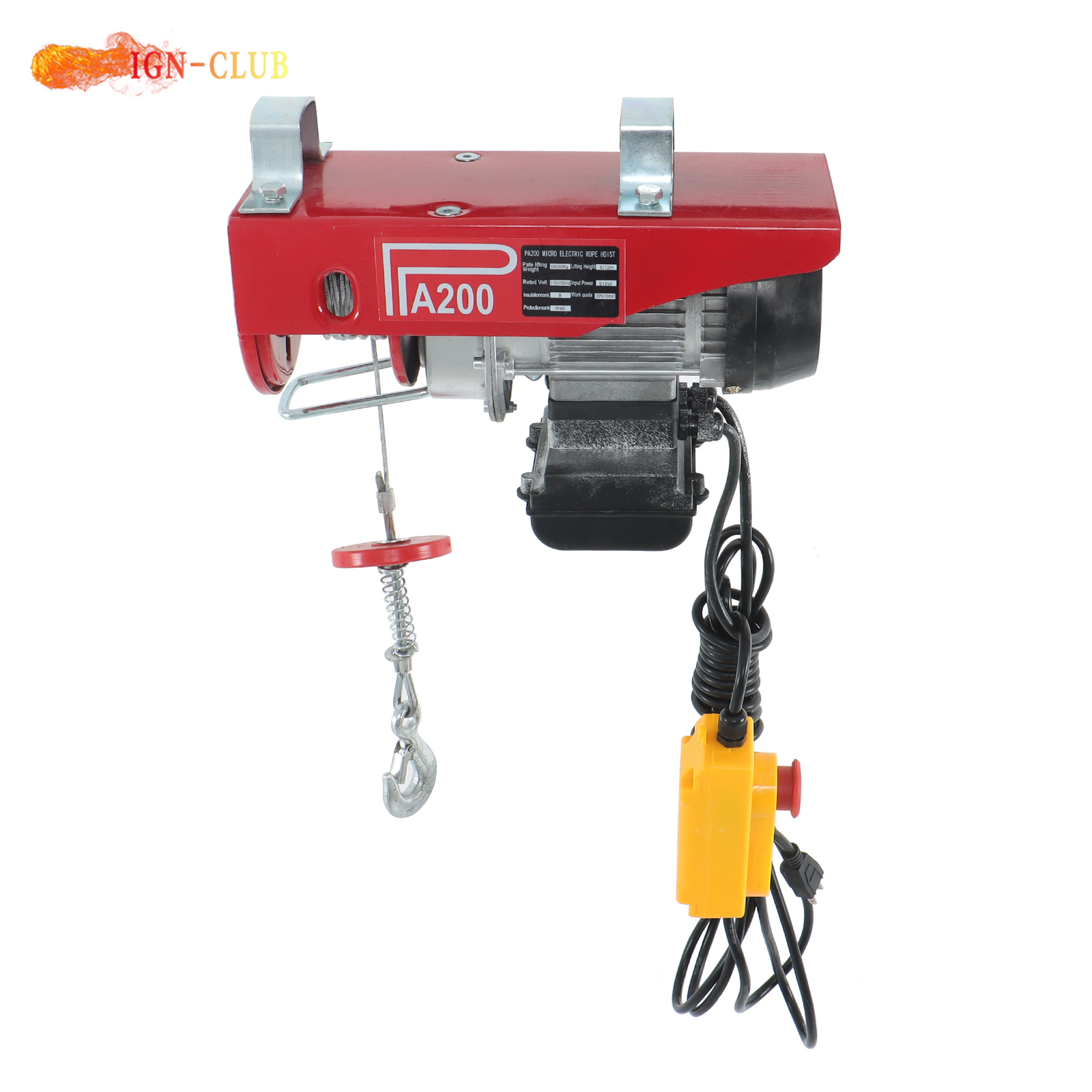 Industrial 110V Electric Winch 440LB Lifting Capacity 14FT Remote Garage Hoist
