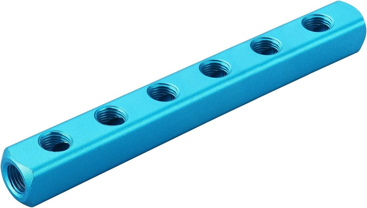 Precision Aluminum 6-Way 9-Port Manifold Block – 1/4″ PT Thread for Durability
