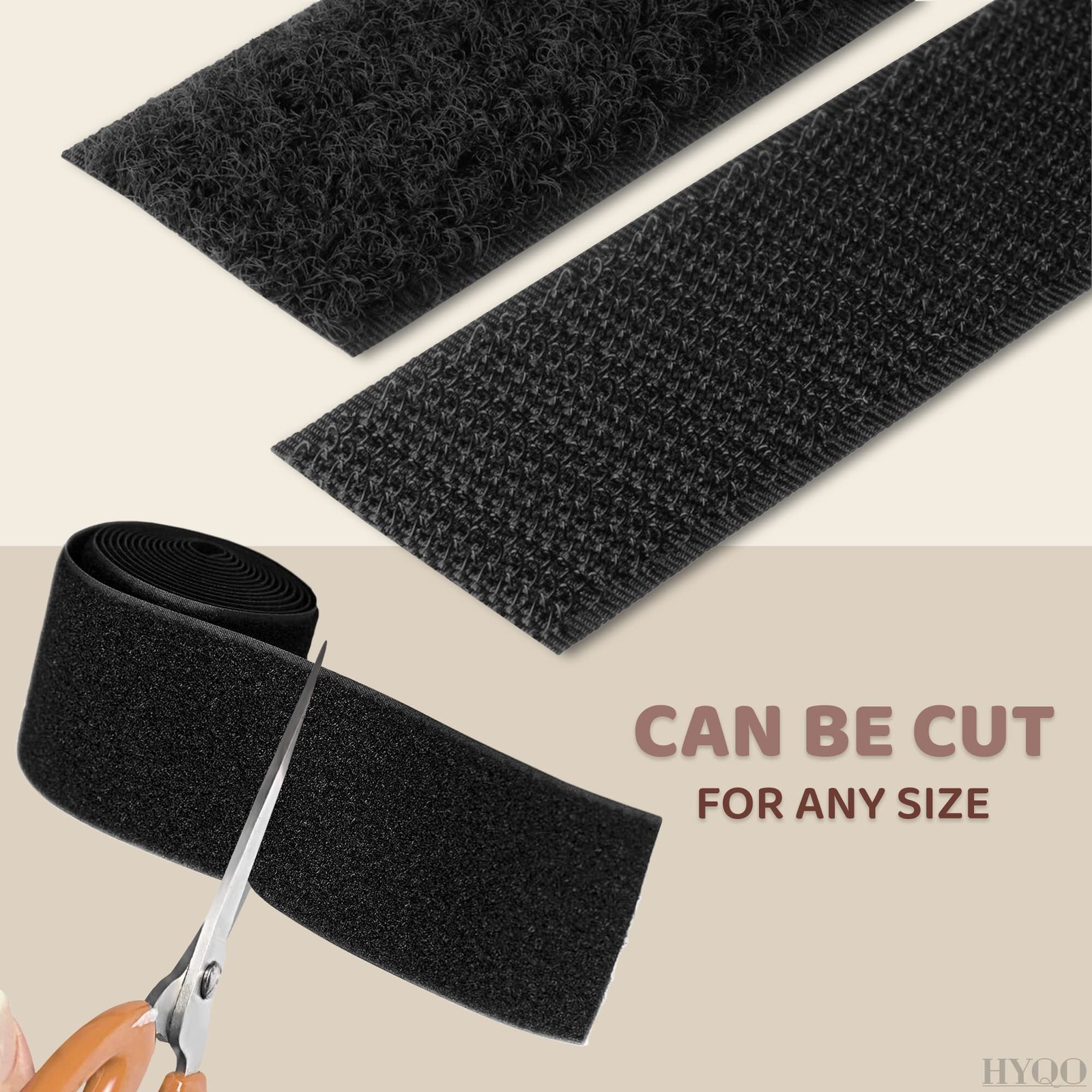 4 Inch Hook and Loop Tape Black (4″x12″) – Non Adhesive Strips for Quick & Ea…