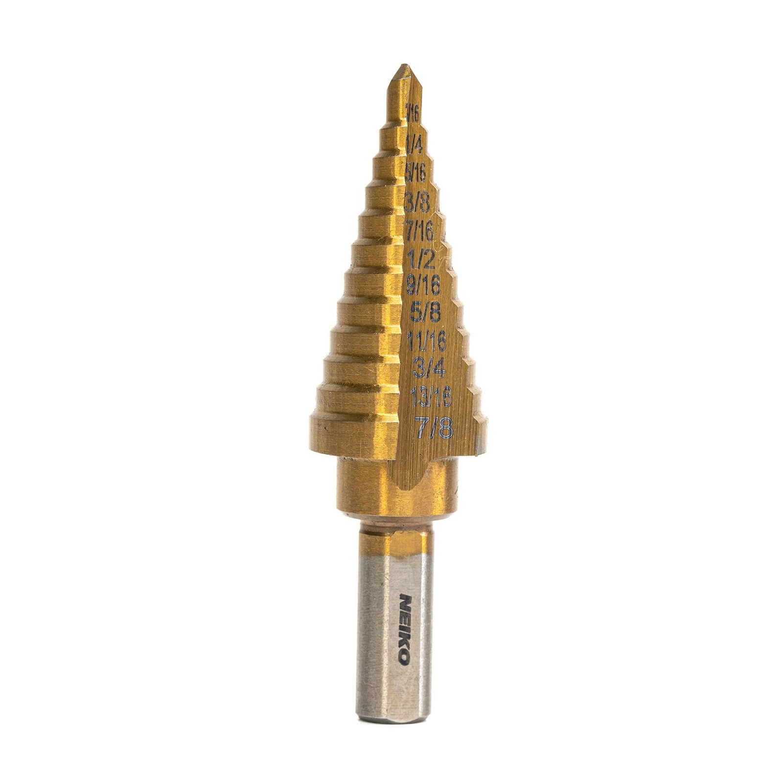 NEIKO 10185A Titanium Step Drill Bit, High-Speed Alloy-Steel Tri-Flat Shank