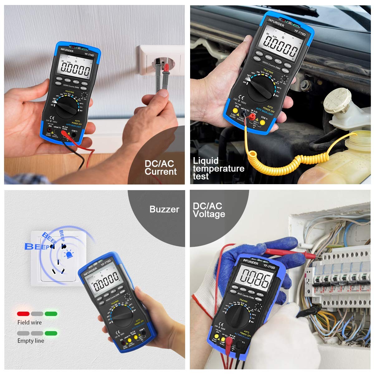 Digital Multimeter, YF770D Auto Ranging 40000 Counts Voltage Tester Current Meter…