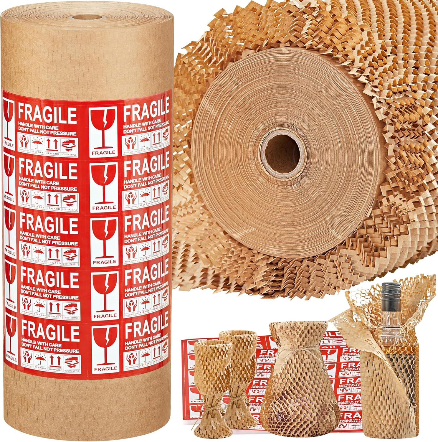 Honeycomb Packing Paper, 15″ X 400′ Packing Wrap Roll for Shipping | Recyclable
