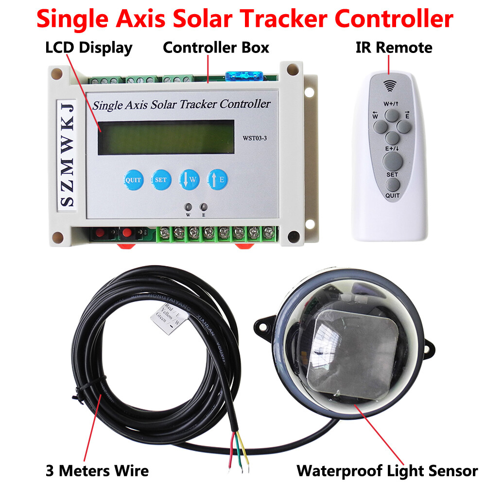 LCD 1KW Solar Tracking Single Axis Sunlight Tracker &14″ DC Linear Actuator Kit