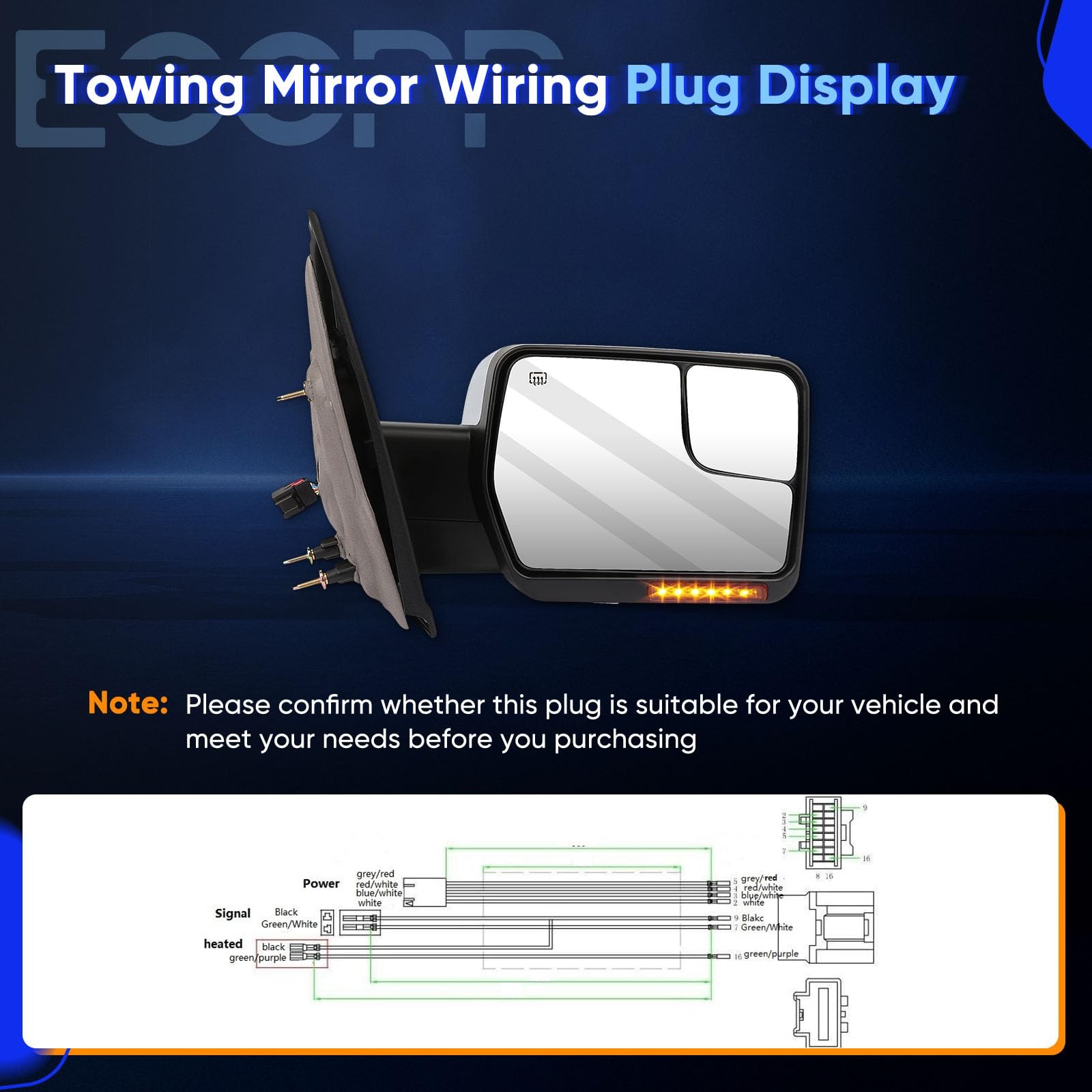 Right Tow Mirror Fit For Ford For F150 Series Pickup 2004-2014