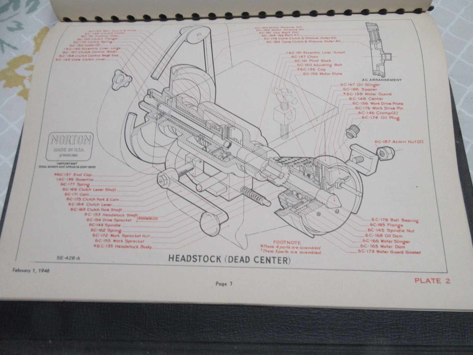 NORTON MACHINES 6″and 10″ Type C Grinding Machines, Vintage Parts Catalog 1946