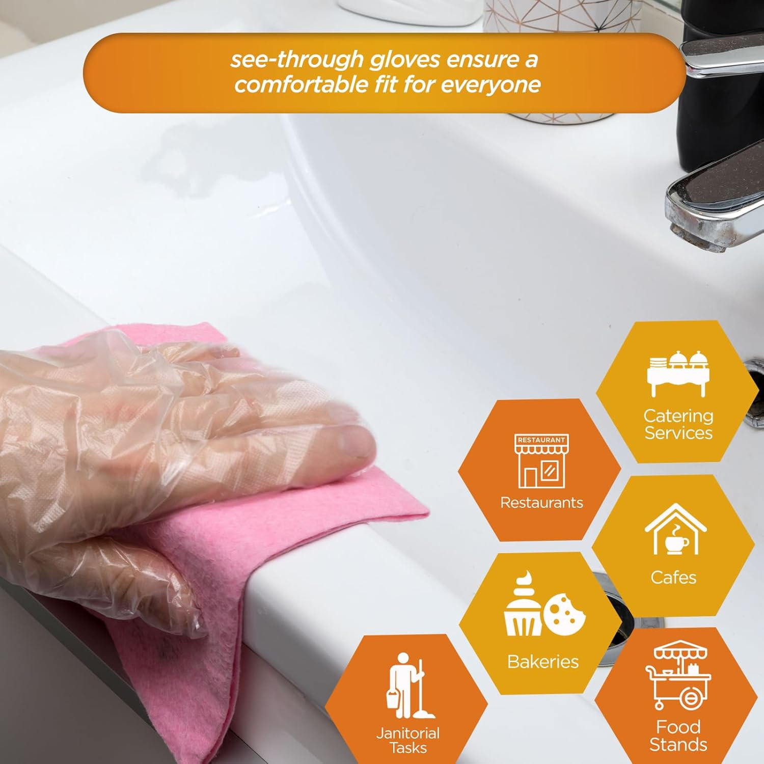 MED PRIDE Clear Food-Prep Poly Gloves |Multipurpose Latex-Free Disposable Gloves