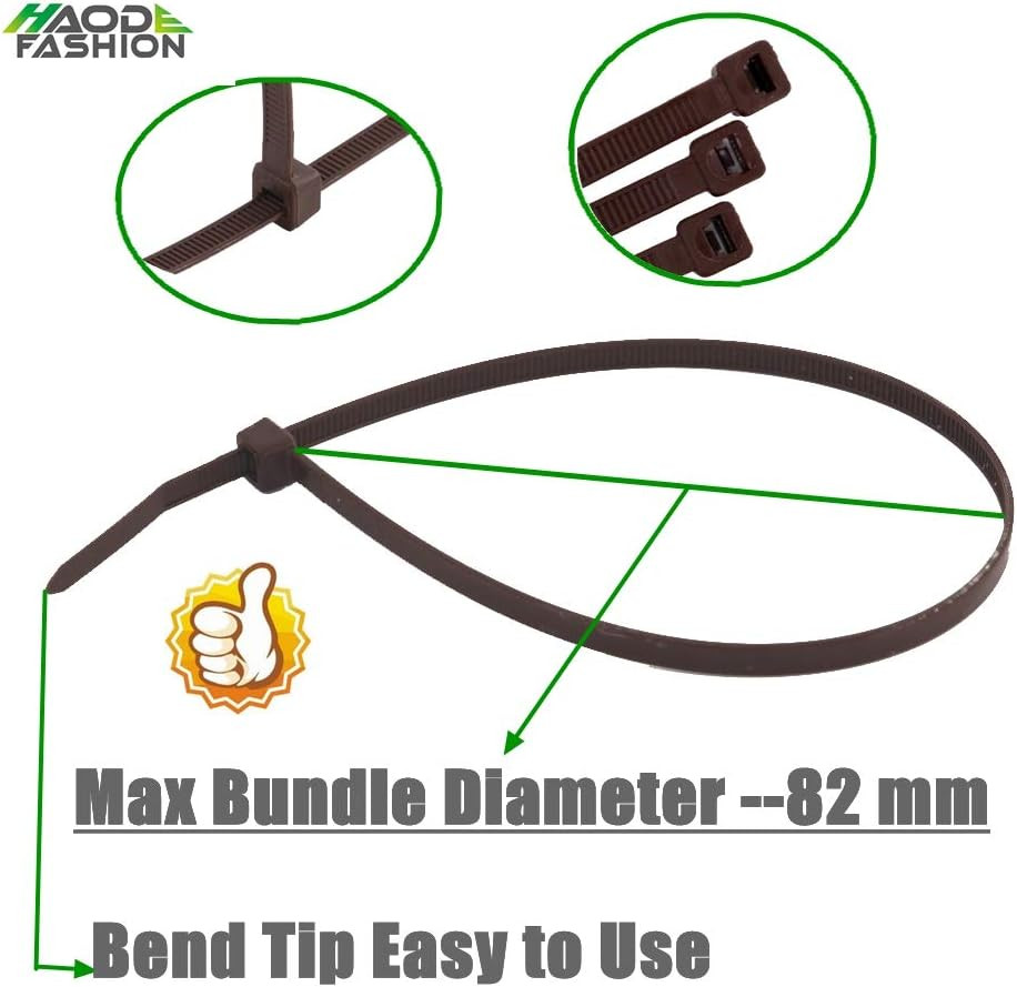 100 PCS Strong Brown Zip Ties 12 Inch Wood Color Cable Heavy Duty 50 LBS