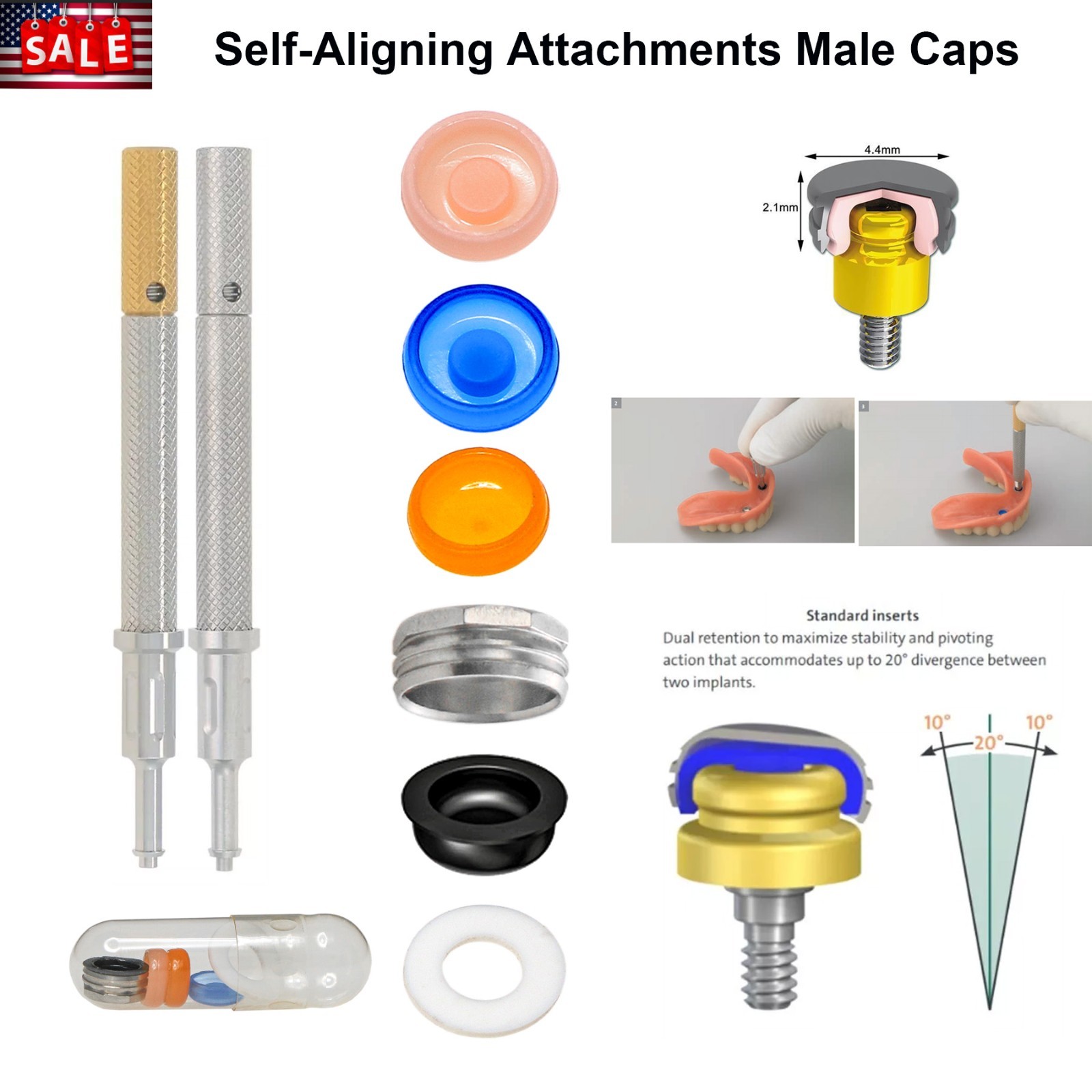 US Overdenture Retention Male Processing Cap For Locator Abutment System Inserts