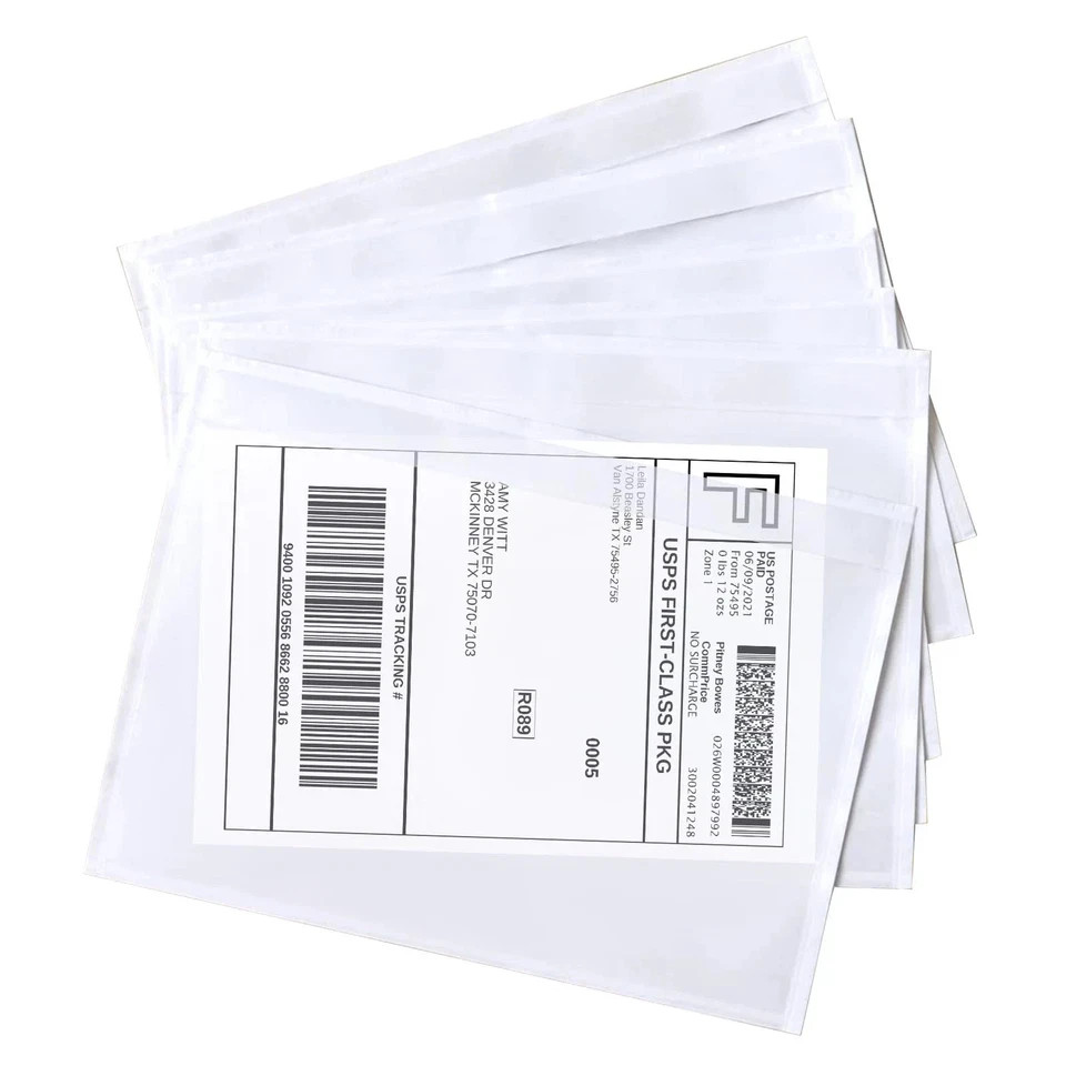 7.5″ x 5.5″ Shipping Label Sleeves, SJPACK 200 Bags, Transparent-7.5″ x