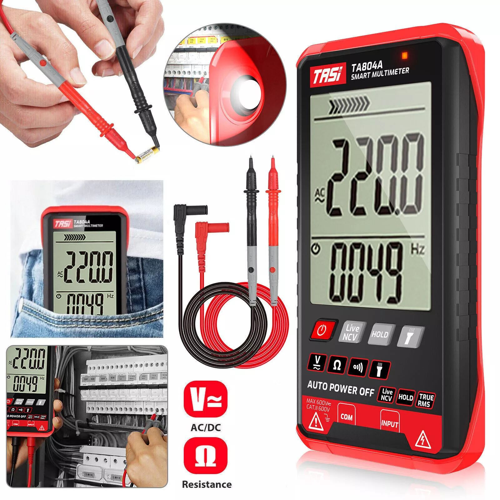 Digital Display Multimeter Voltmeter AC DC Volt Ohmmeter Tester Meter Auto Range