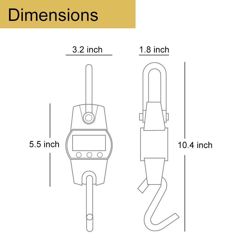 Digital Crane Scale 300 kg/660 lb Industrial Heavy Duty Auto Off Hook Hanging